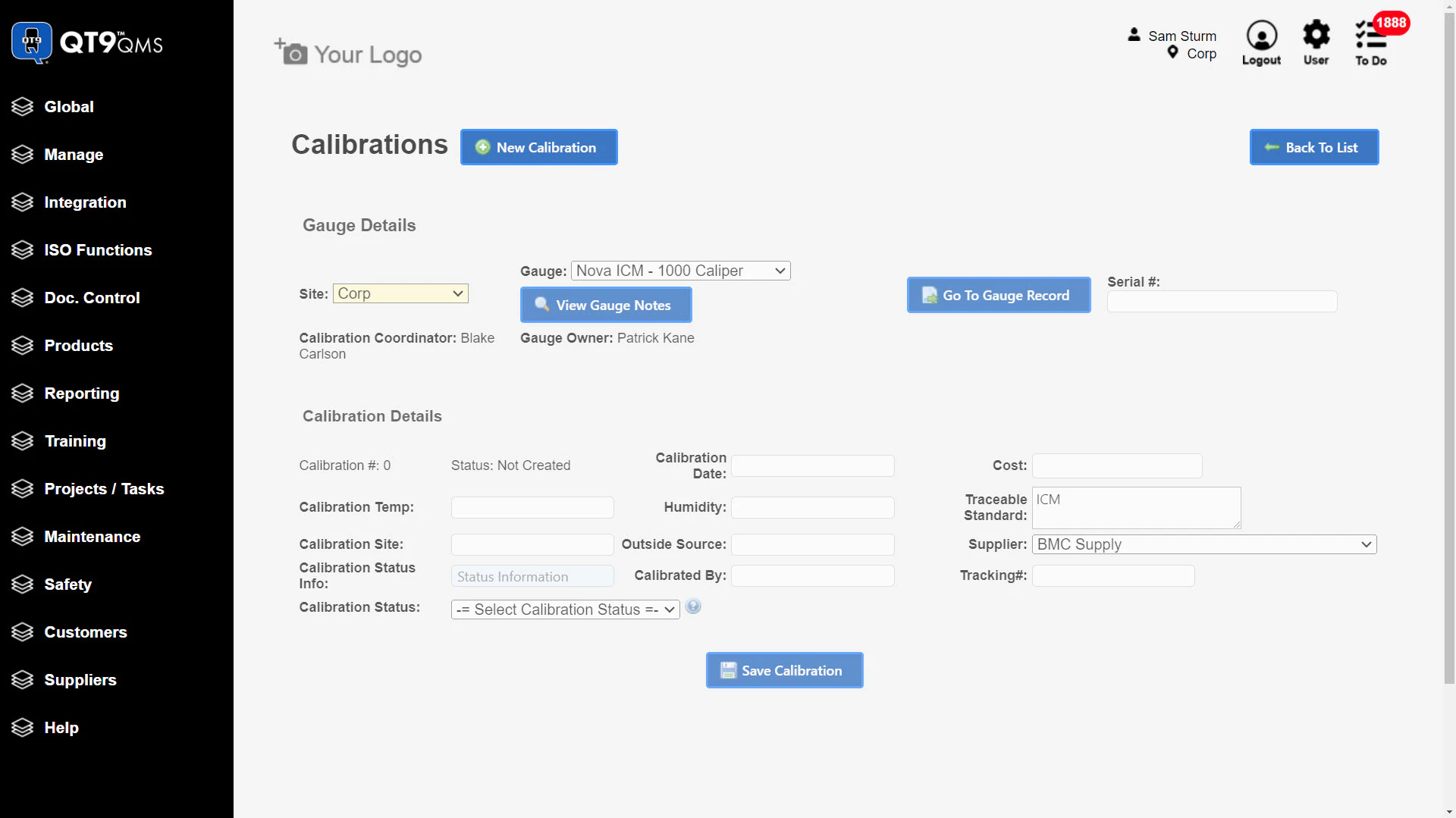 screenshot of QT9 QMS